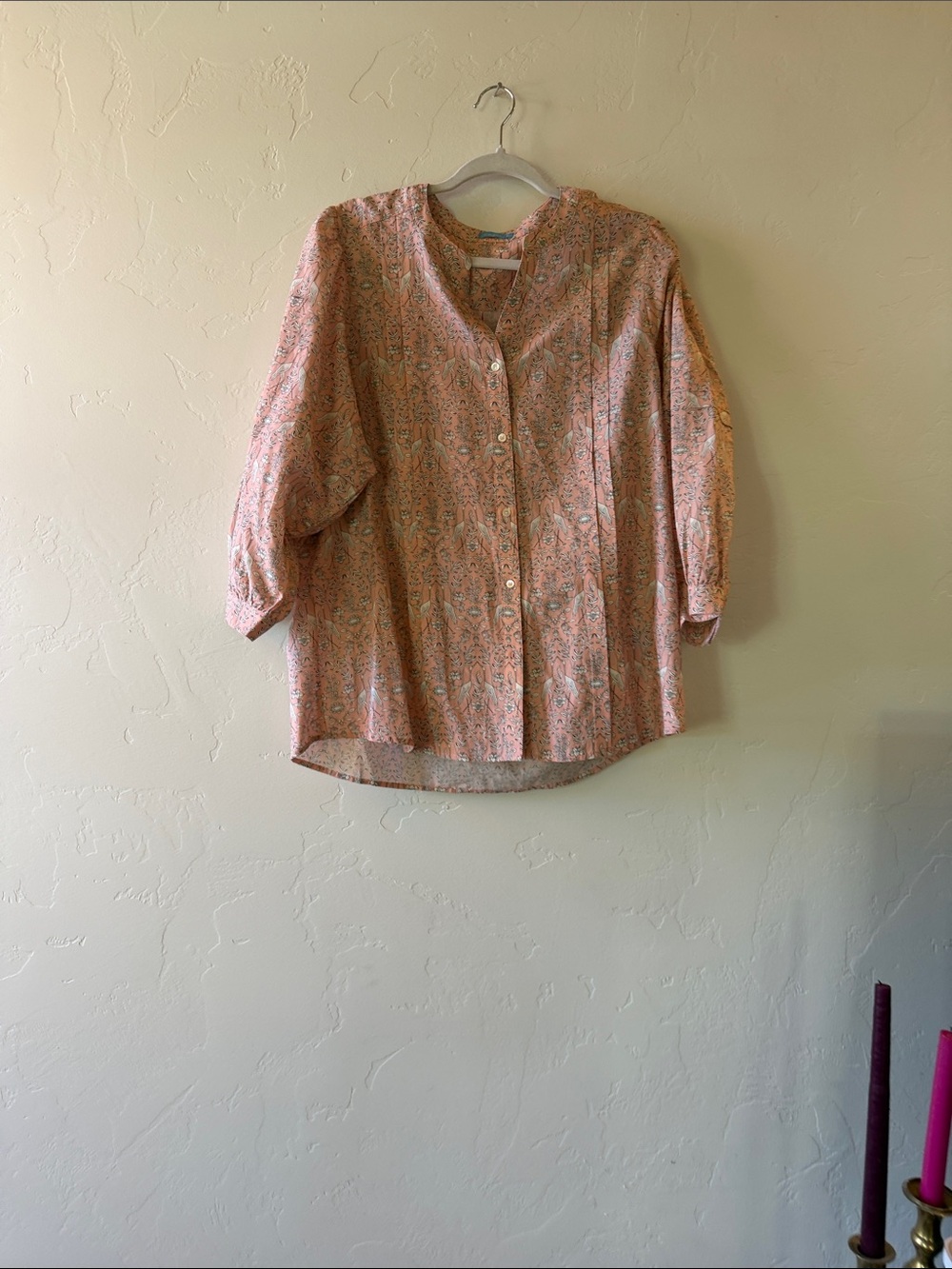 Relaxed Pink Paisley Button-Down Shirt